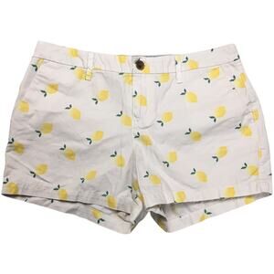 Old Navy Everyday‎ Shorts Lemon Print White Twill Women's 6 Casual Novelty Print
